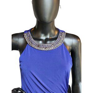 Navy Chain Collar Stretch Jersey Dress - Laundry by Shelli Segal